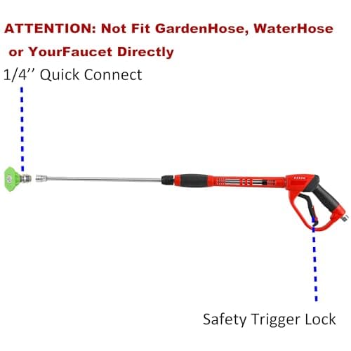 Tool Daily Deluxe 5000 PSI Pressure Washer Gun, 40 Inch, M22 Fitting, Wand Extension Included