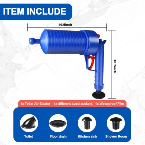 Toilet Plunger, Drain Blaster, Sink Plunger, Drain Clog Remover, Drain Blaster Gun, Toilet Plunger-Blue for Household