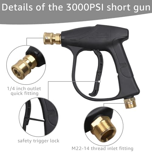 Concise High Pressure Wash Gun Title: 3000 PSI Power Wash Gun with Quick Connect Fittings and Nozzle Tips for Gardens