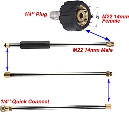 Pressure Washer Extension Wand for Daily Use, 90 Inch Power Washer Lance, 1/4 Inch Quick Connect, M22, 4000 PSI