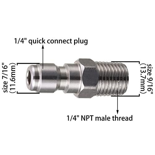 Pressure Washer Coupler 1/4 Inch Male NPT Fitting, 5000 PSI, 2-Pack