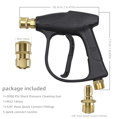 Concise High Pressure Wash Gun Title: 3000 PSI Power Wash Gun with Quick Connect Fittings and Nozzle Tips for Gardens