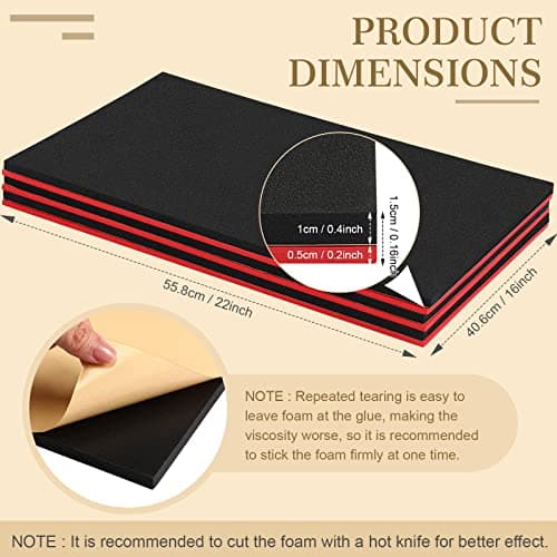 Adjustable Tool Box Organizer Foam Liner, 3 Sets (16 x 22)