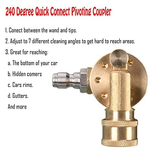 Pivoting Coupler Tool for Pressure Washer Tips, Gutter Cleaner