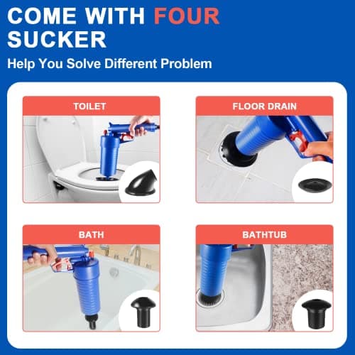 Toilet Plunger, Drain Blaster, Sink Plunger, Drain Clog Remover, Drain Blaster Gun, Toilet Plunger-Blue for Household