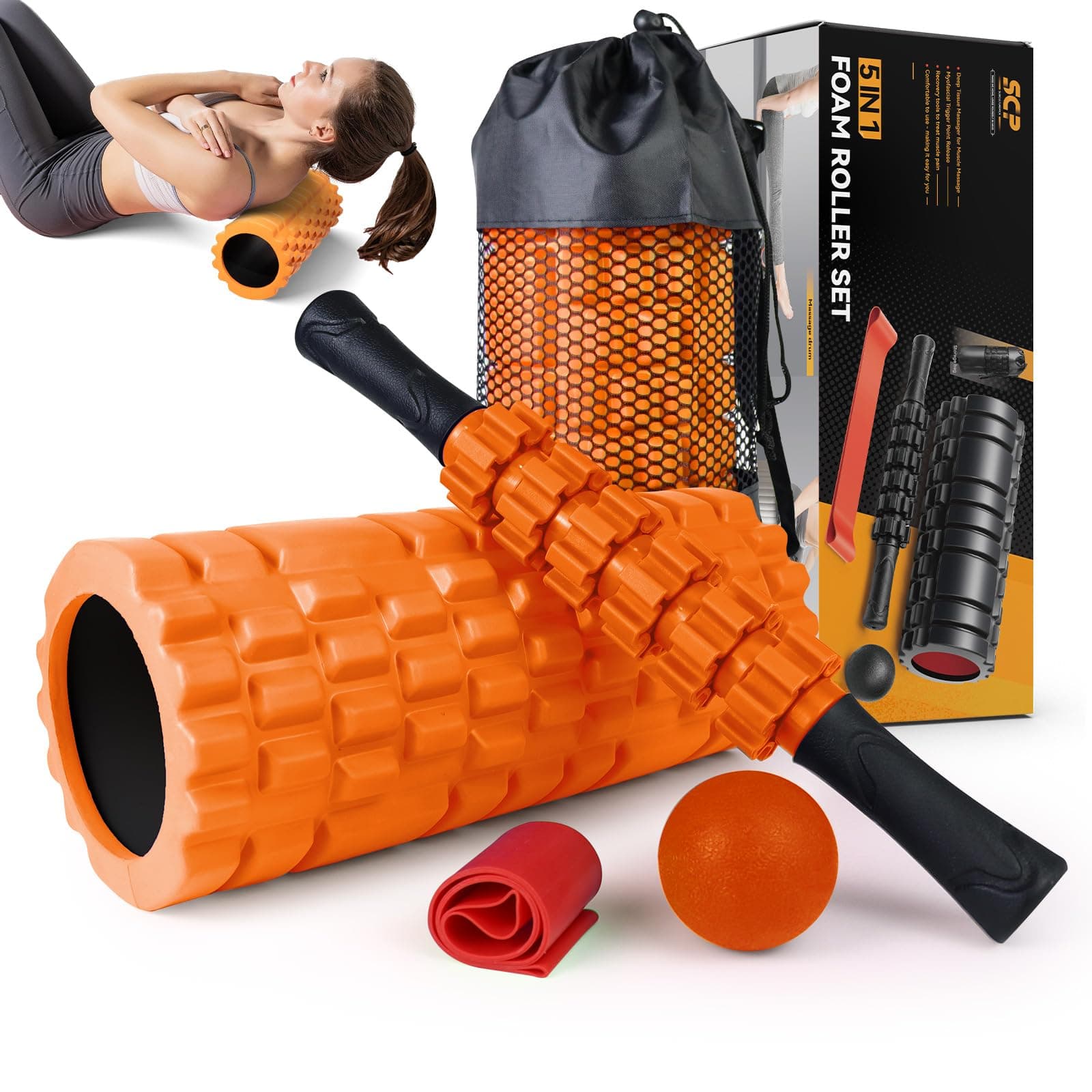 Deep Tissue Massage Set for Whole Body (Orange-Black)