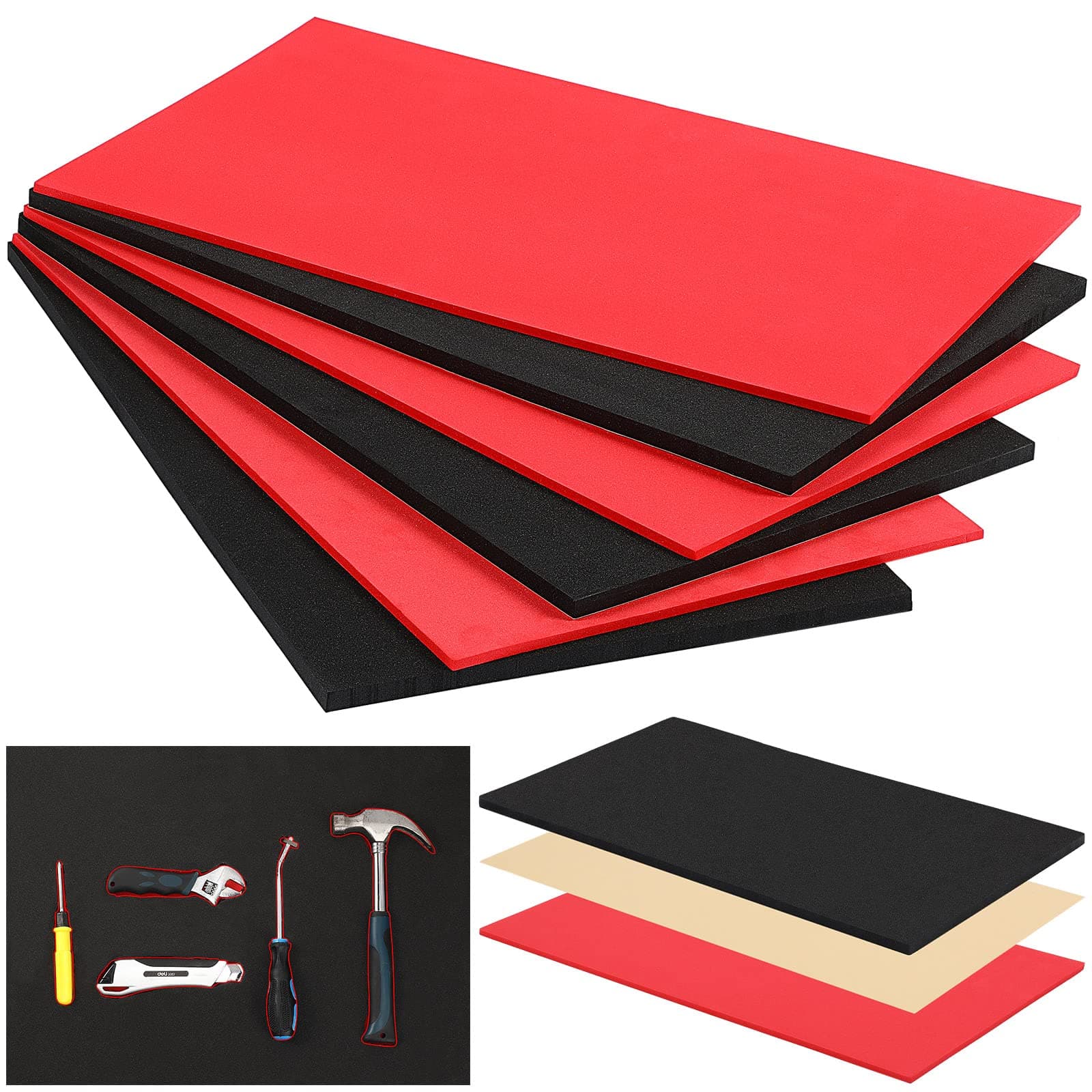 Adjustable Tool Box Organizer Foam Liner, 3 Sets (16 x 22)